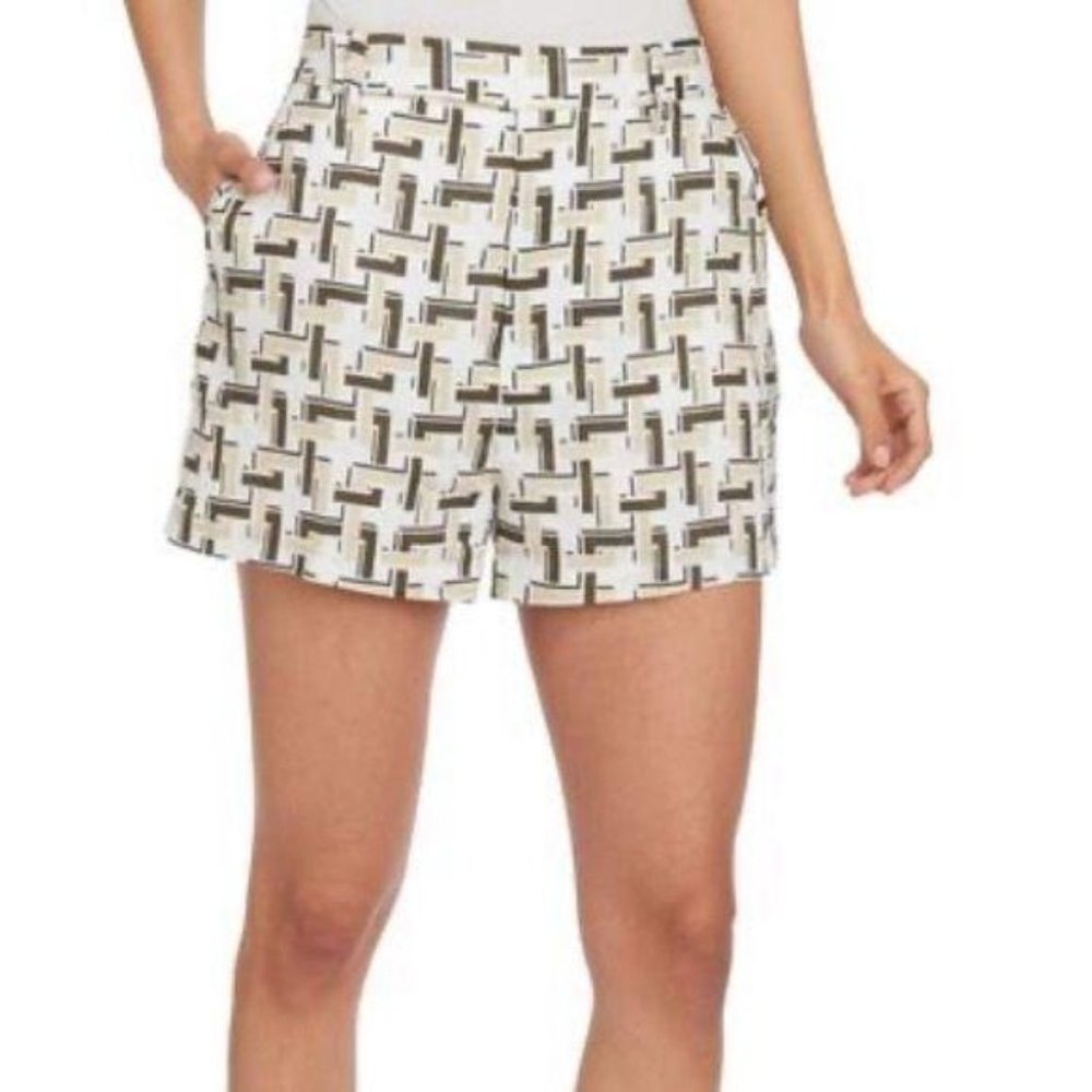 Equipment Femme Brown White Linen Shorts Lined